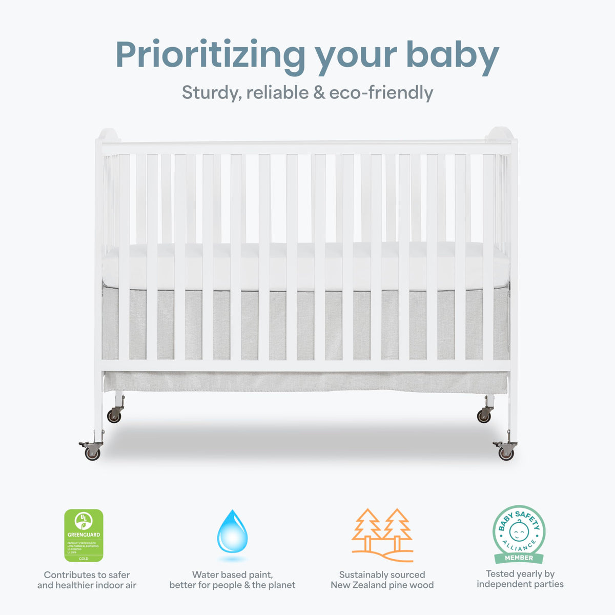 Full Size 2-in-1 Folding Baby Crib White U803
