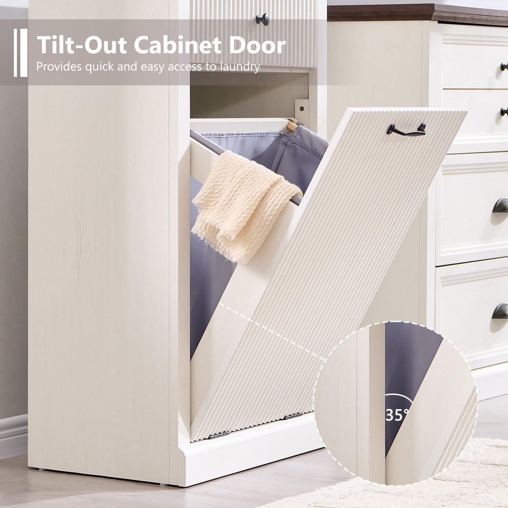 White Tilt Out Laundry Hamper Cabinet S735068