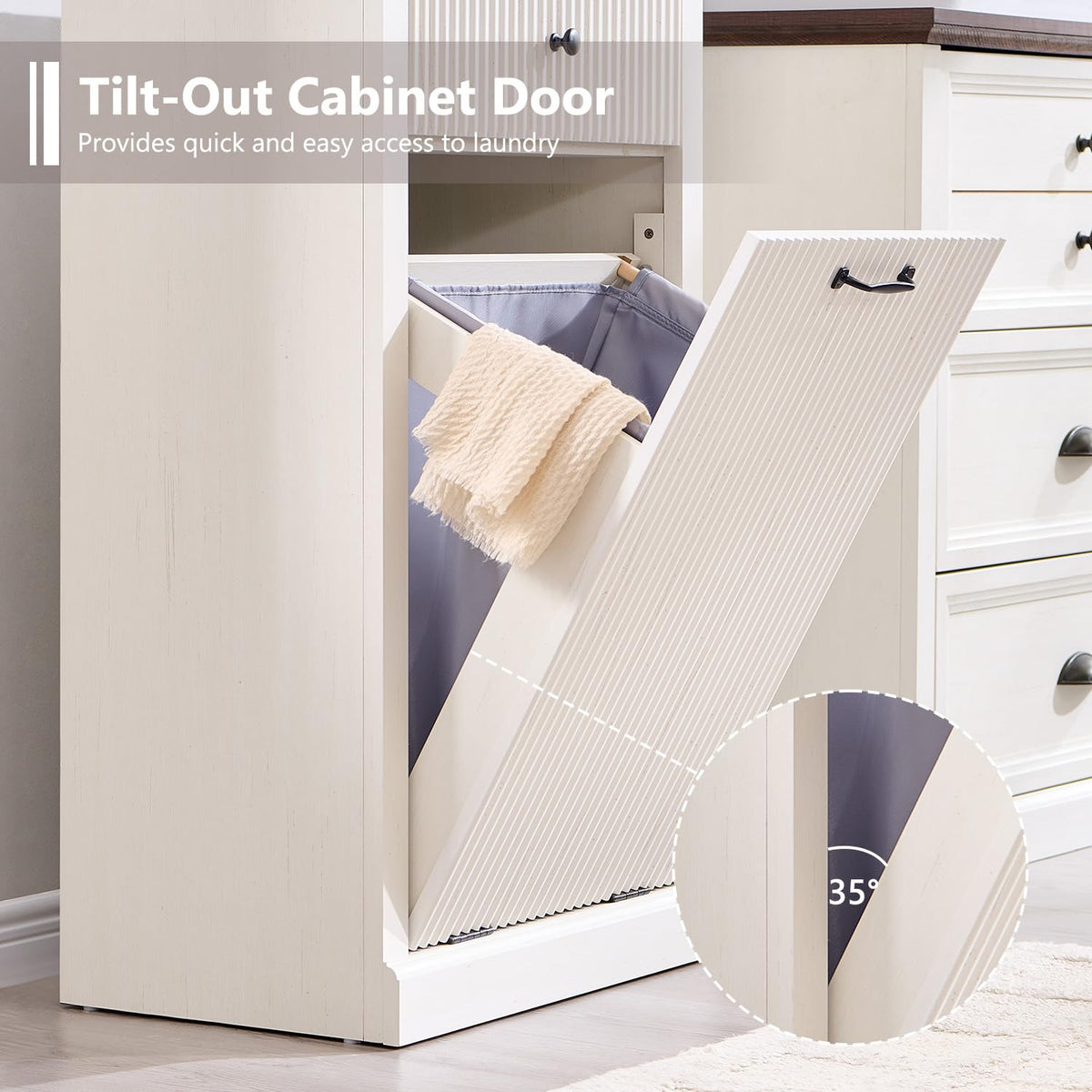 White Tilt Out Laundry Hamper Cabinet S735068