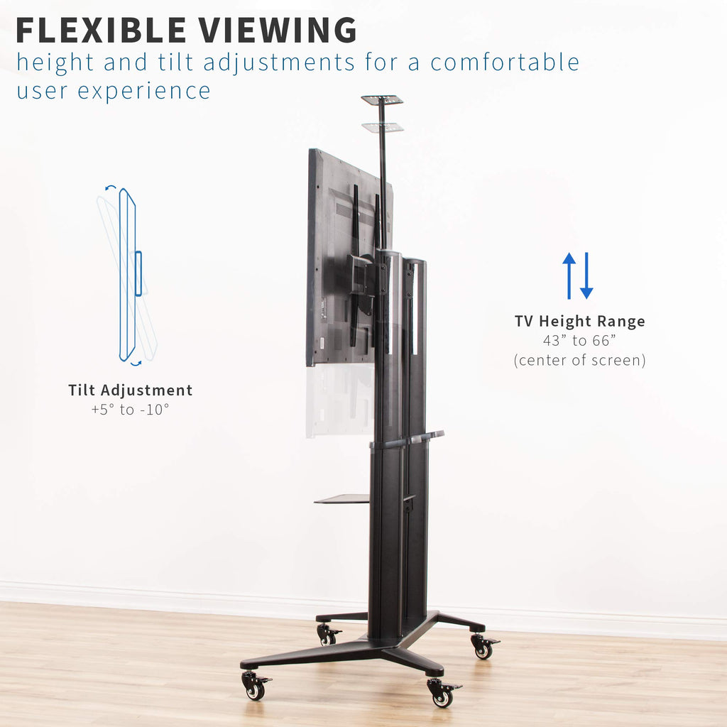 Aluminum Mobile TV Cart for 32 to 120 inch Screens up to 308 lbs, Black D55725