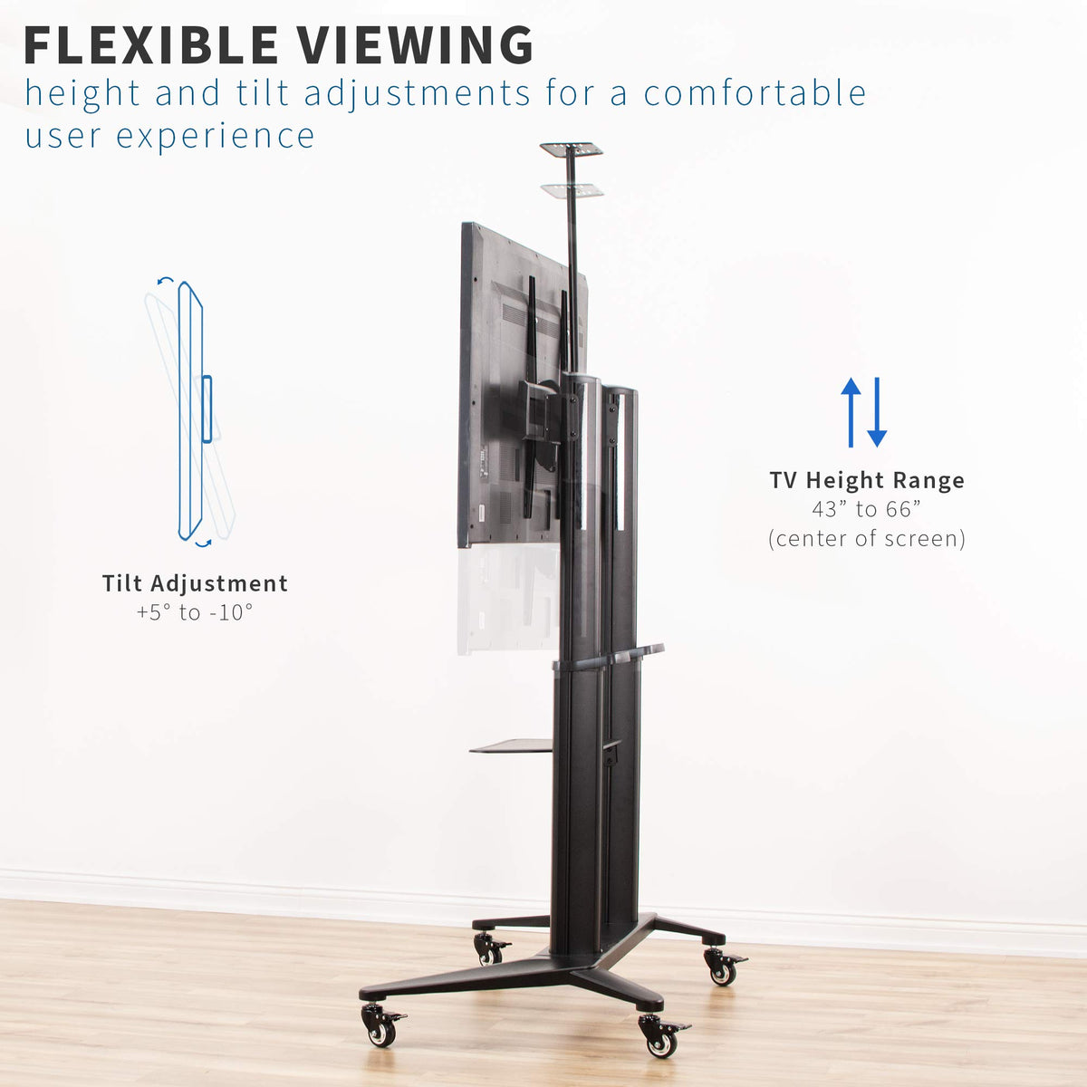 Aluminum Mobile TV Cart for 32 to 120 inch Screens up to 308 lbs, Black D55725