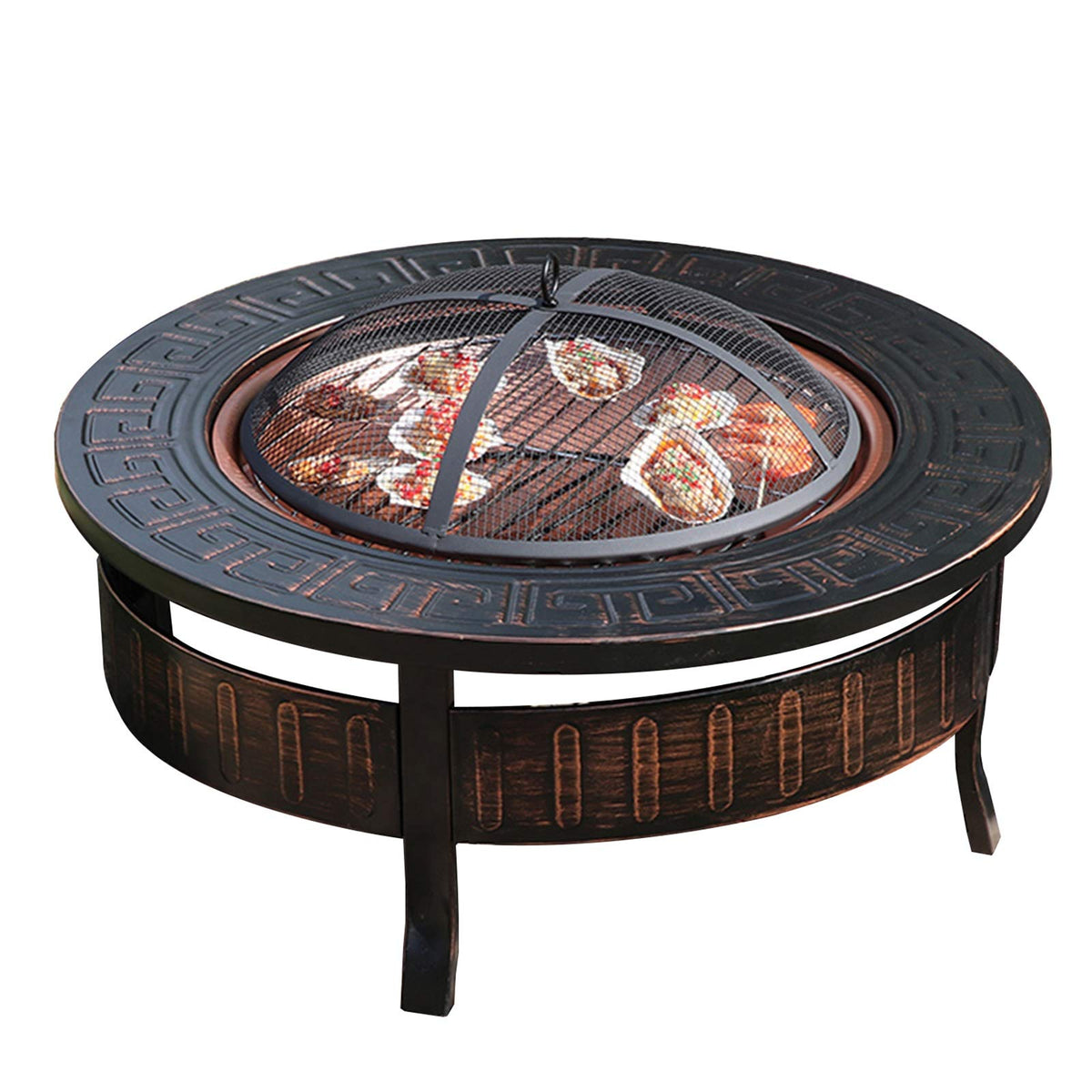 Wood-Burning Fire Pit Bowl with Spark Screen N326