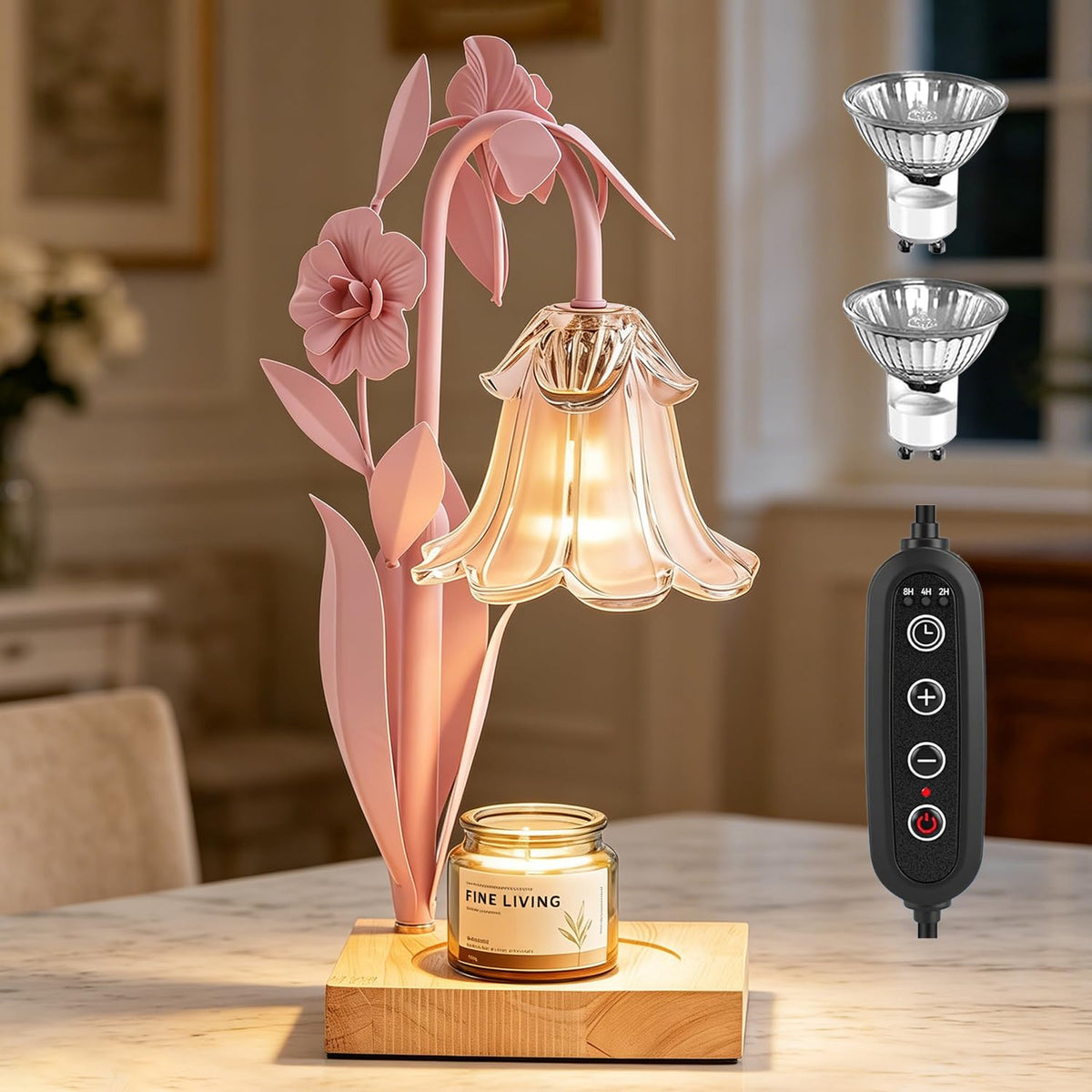 Pink Dimmable Candle Warmer Lamp with Timer X2112