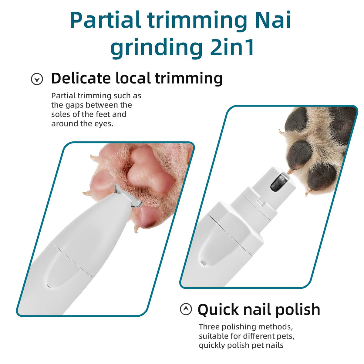 Quiet 2-in-1 Pet Hair Trimmer & Nail Grinder with LED Light E84465