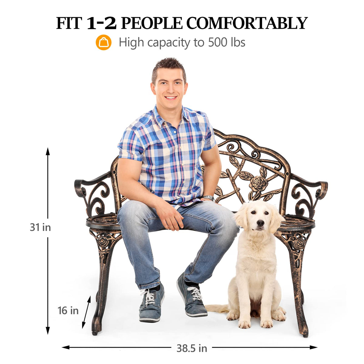2 Seater Cast Iron Cast Aluminium Garden Bench U83960