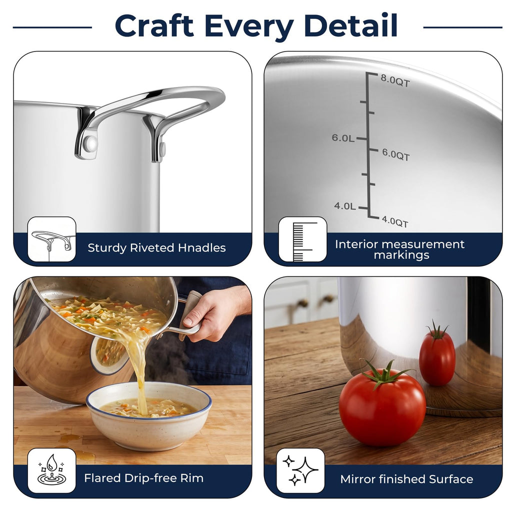 8QT Stainless Steel Stock Pot with Lid N599920