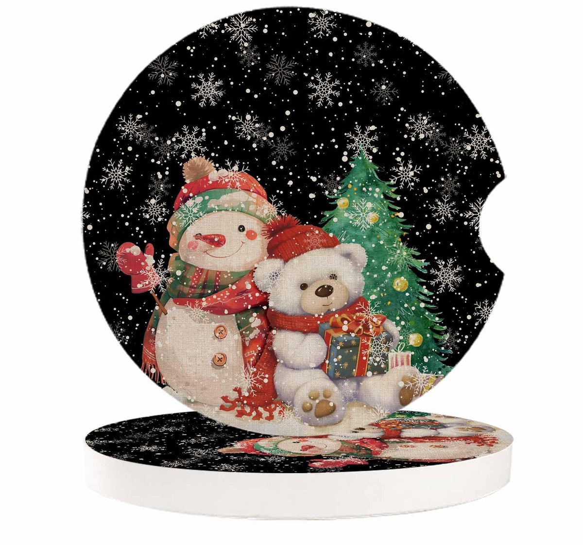 Black Ceramic Car Coasters 2 Piece Set O8668