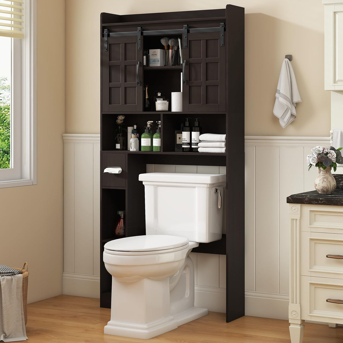 Over The Toilet Storage Cabinet with Sliding Doors O9125