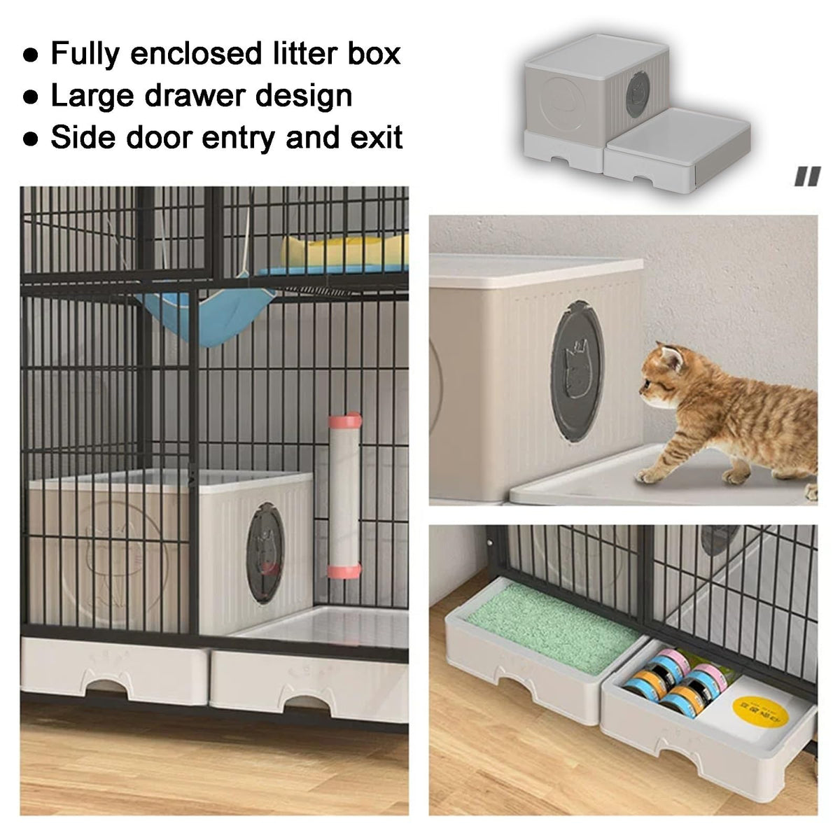 White 4 Tier Cat Cage with Litter Box N926
