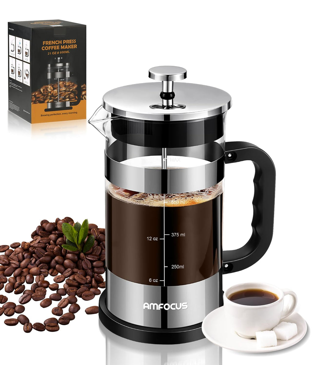 French Press Coffee Maker 21OZ Borosilicate Glass L40177