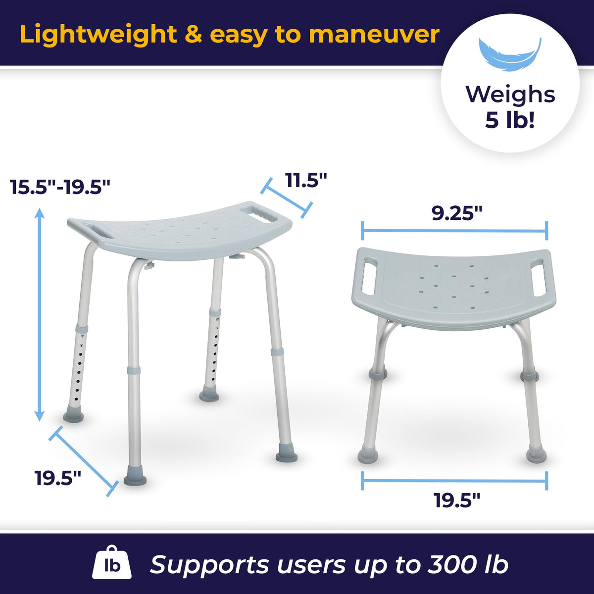 Adjustable Non-Slip Aluminum Shower and Bath Chair K311641