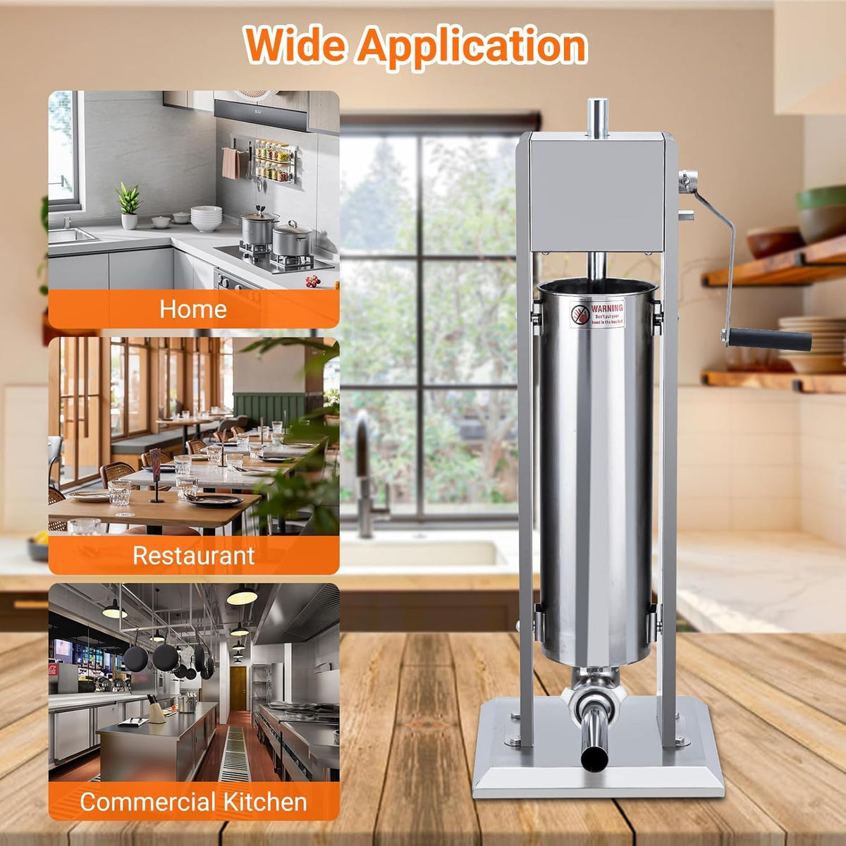 Two Speed Stainless Steel Vertical 15LBS Sausage Stuffer with 5 Stuffing Tubes R94113
