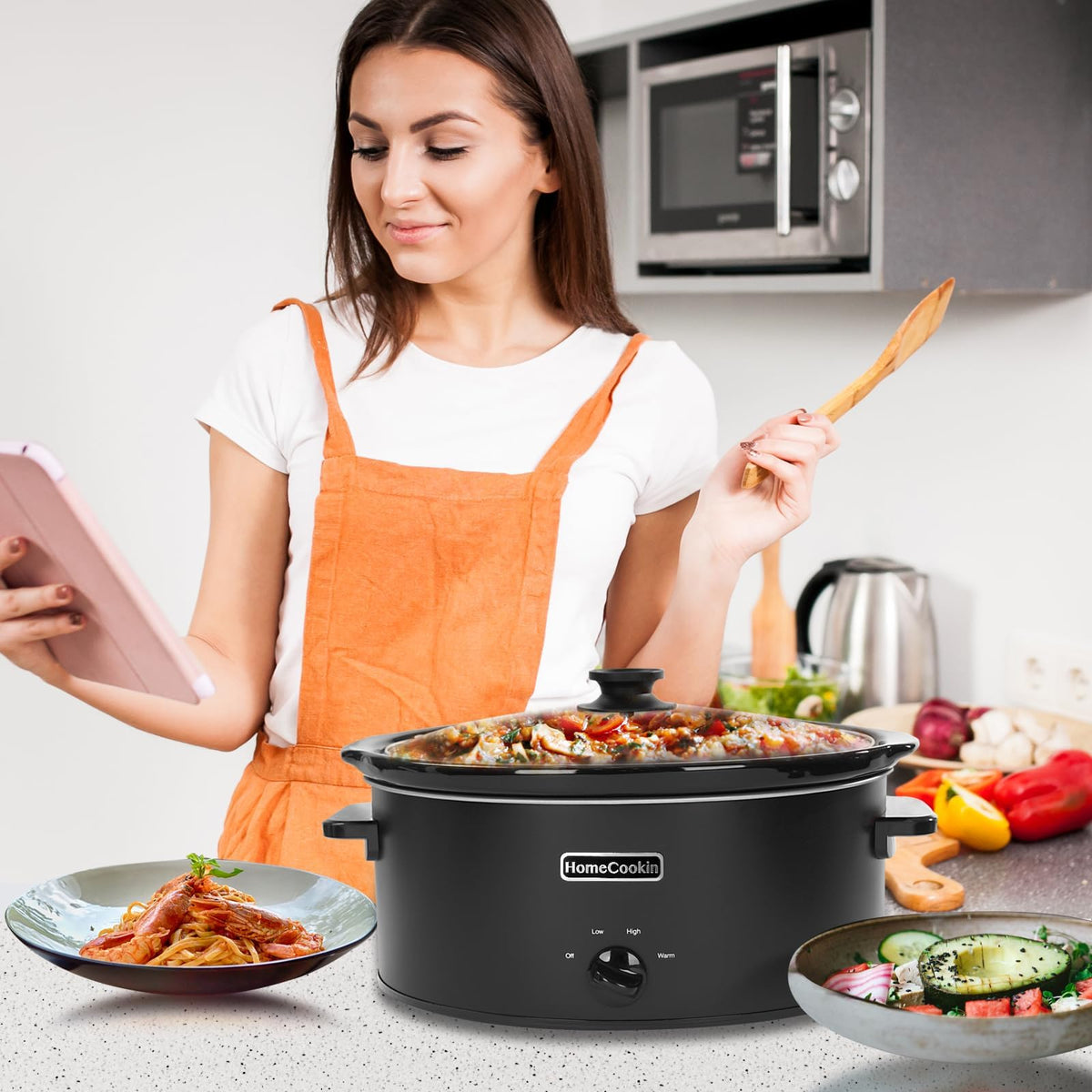 7 Quart Oval Manual Slow Cooker with 3 Cooking Settings A775709