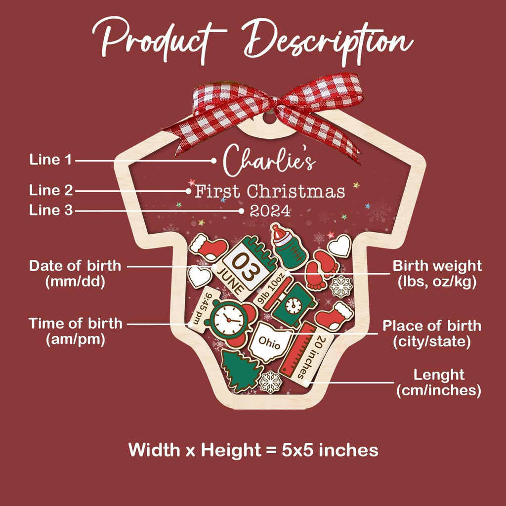 Baby's First Christmas Ornament 2026 Acrylic Wooden 5" W1539