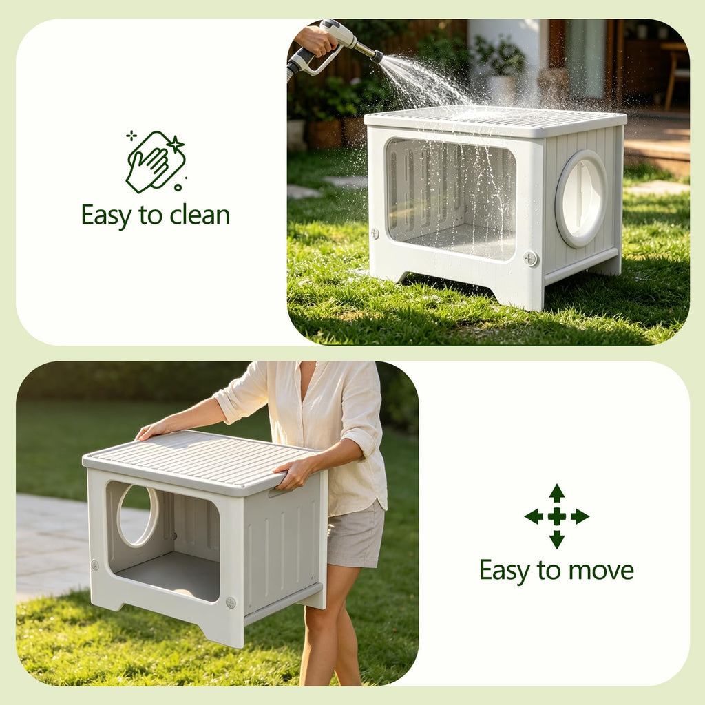 Weatherproof Stackable Outdoor Cat House with Clear Window V4112