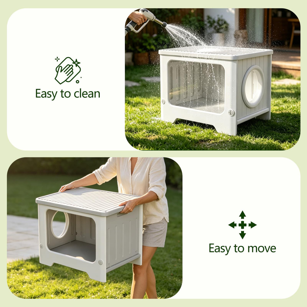 Weatherproof Stackable Outdoor Cat House with Clear Window V4112