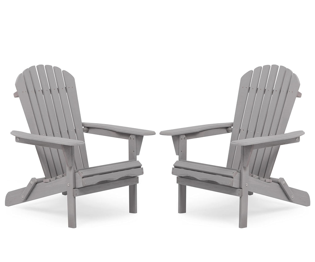 Wooden Folding Adirondack Chairs Set of 2 Solid Cedar D396