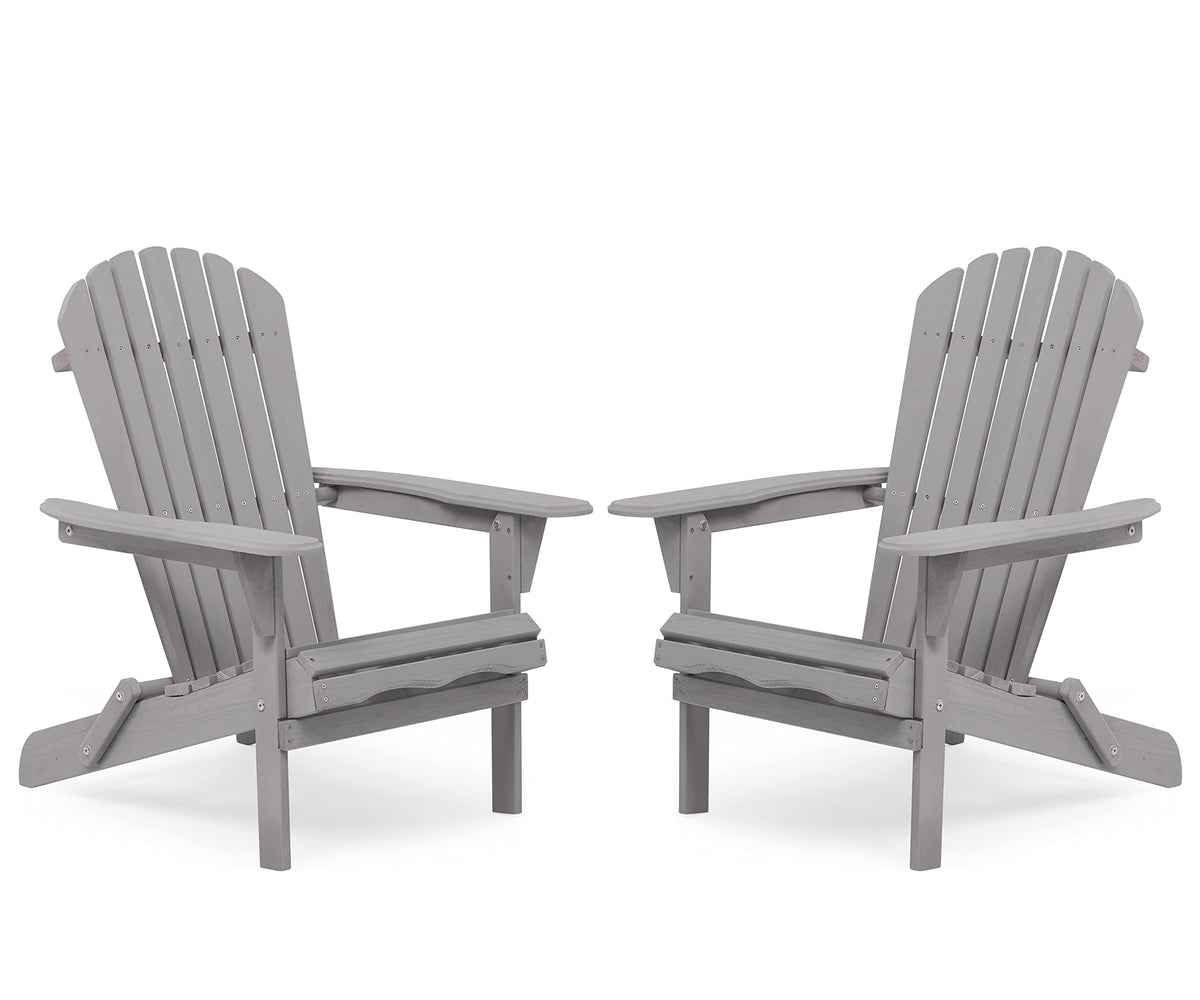 Wooden Folding Adirondack Chairs Set of 2 Solid Cedar D396