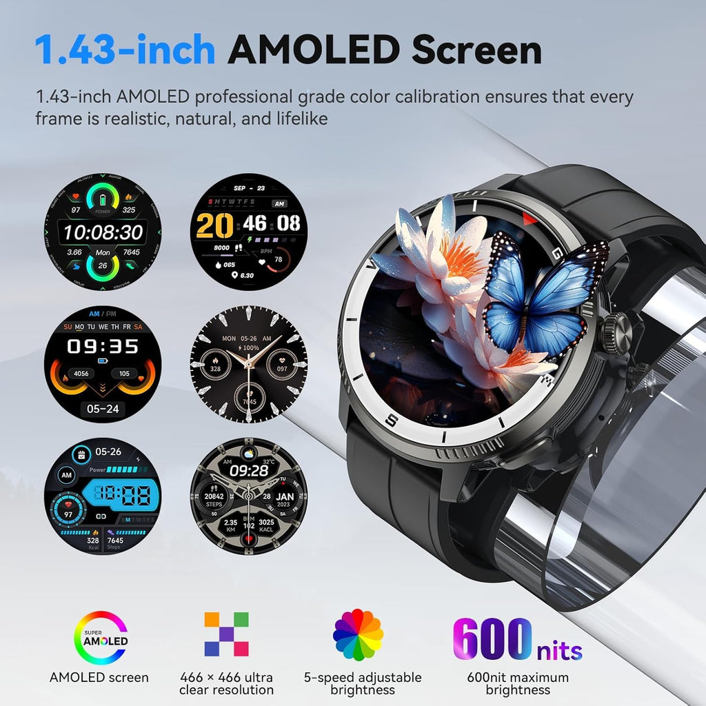 Black GPS Smartwatch with Heart Rate Monitor Y155709