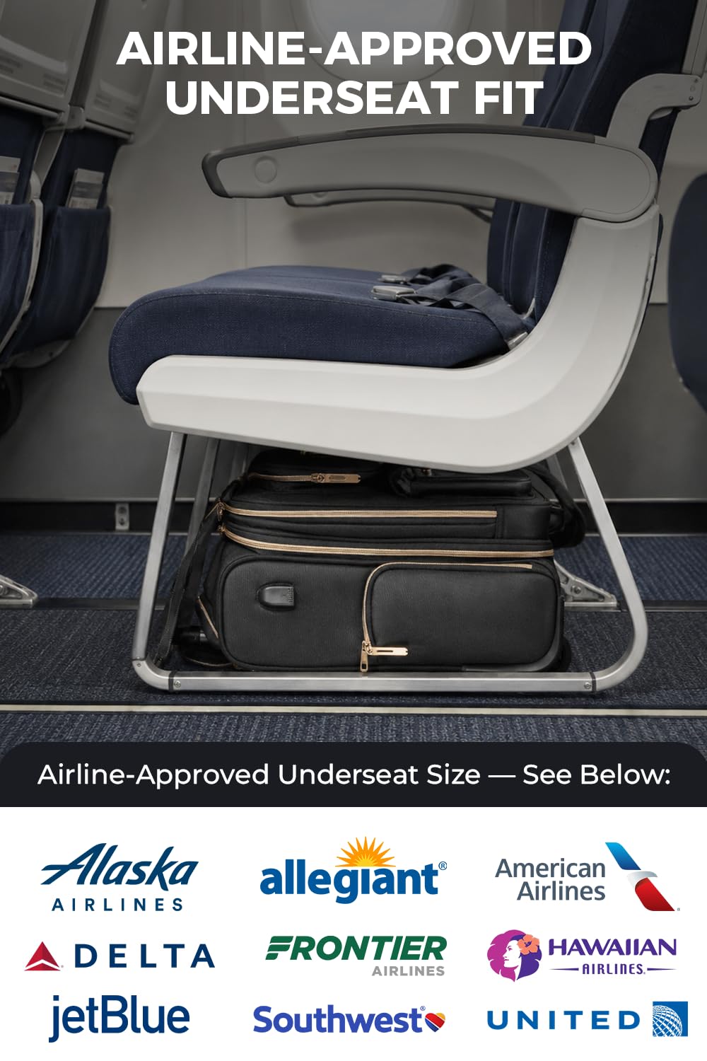 16” Softside Underseat Carry On Luggage with Wheels J5460