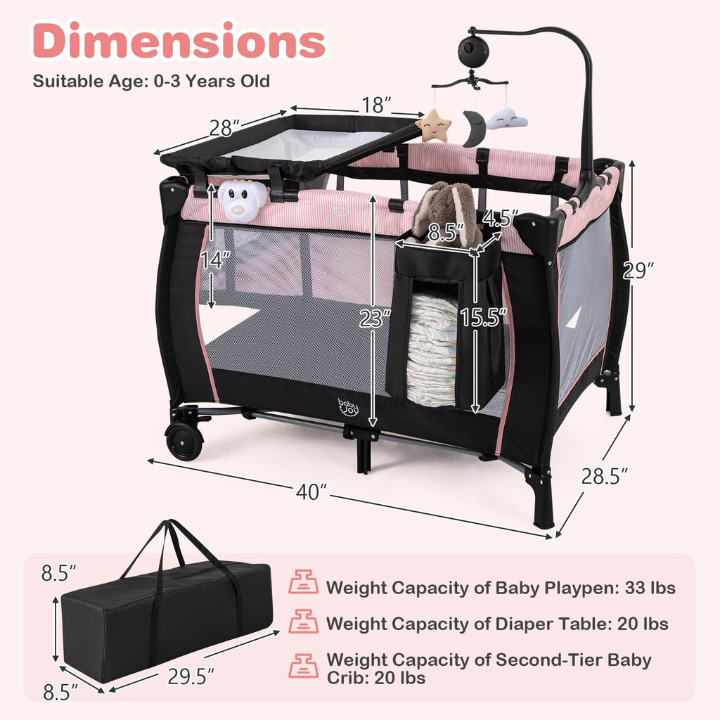 3 in 1 Pack and Play Portable Baby Playard with Bassinet G838524