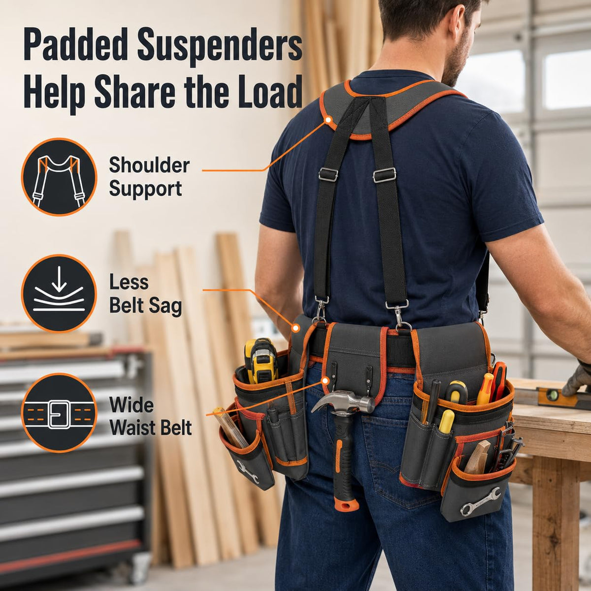 Heavy Duty Magnetic Tool Belt with Suspenders R2920