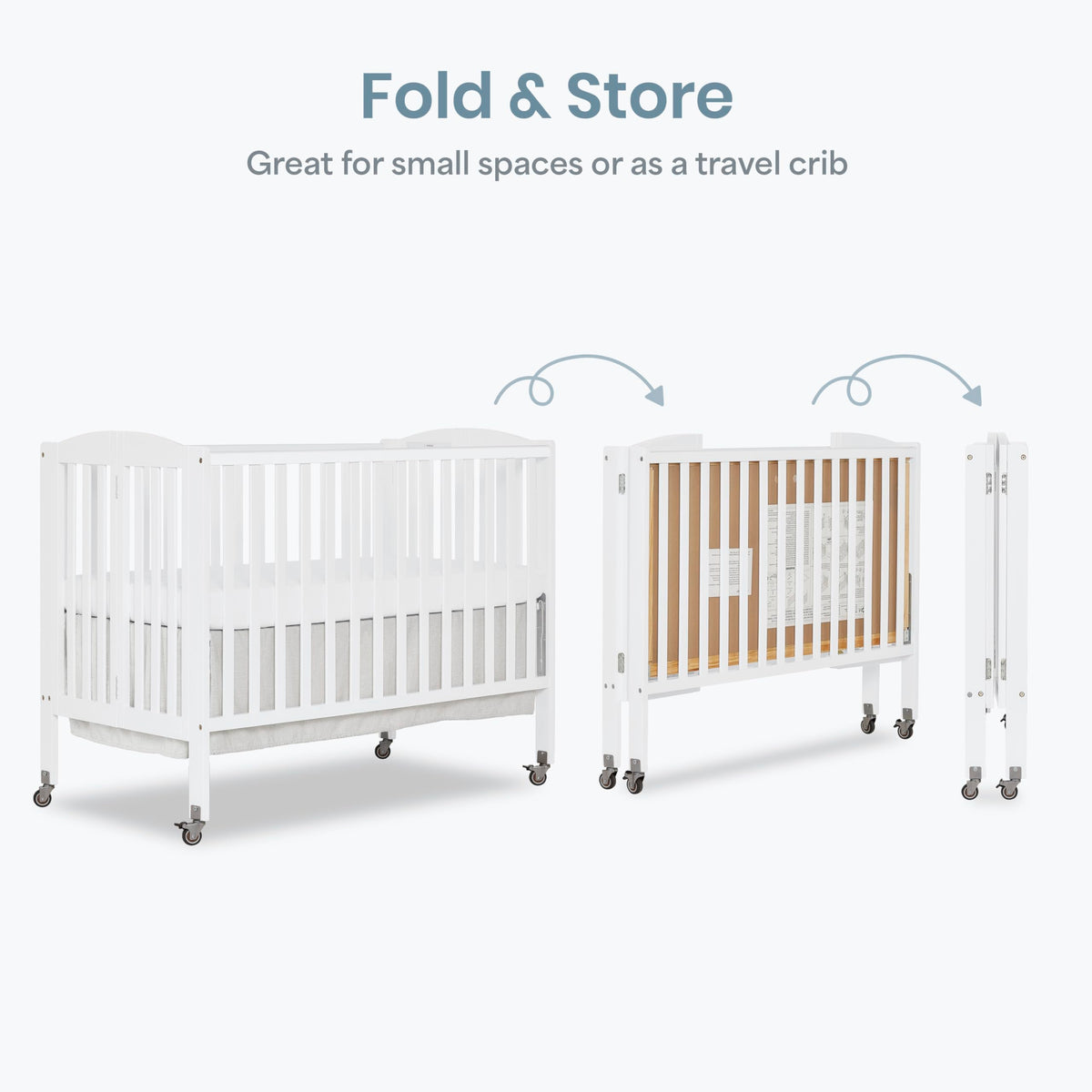 Full Size 2-in-1 Folding Baby Crib White U803