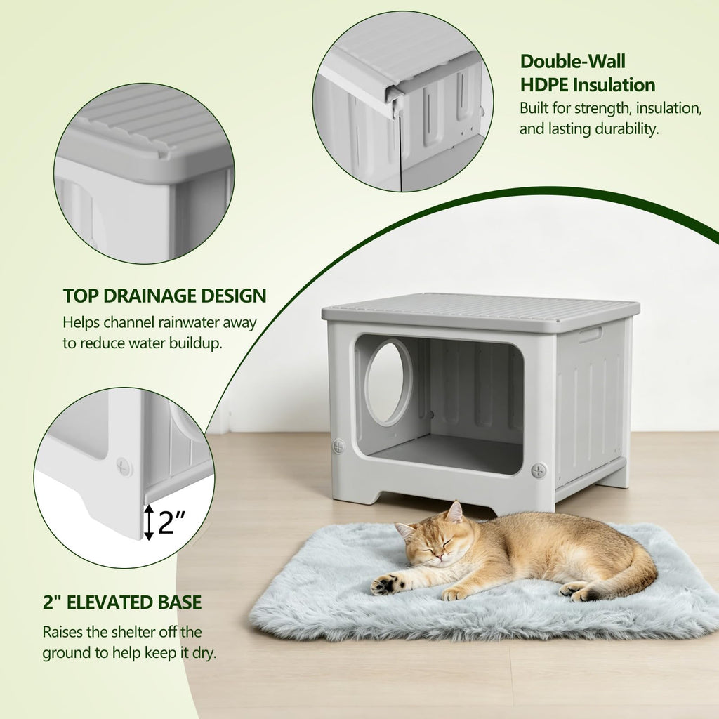 Weatherproof Stackable Outdoor Cat House with Clear Window V4112