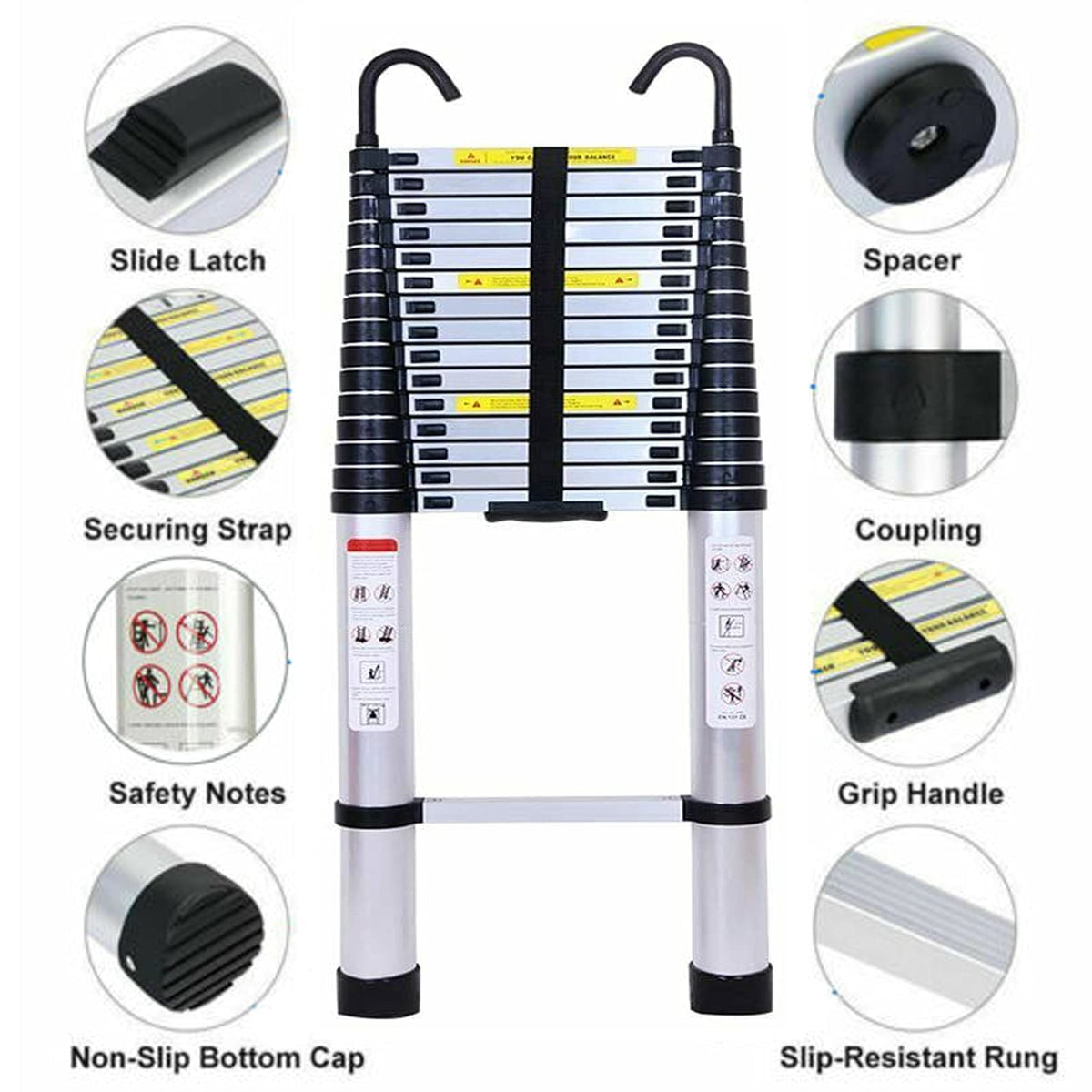 Telescoping Extension Ladder 20.34FT 330 Pound Capacity L72879