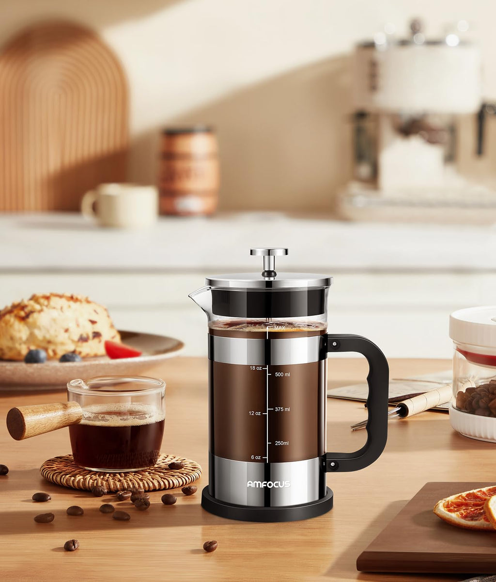 French Press Coffee Maker 21OZ Borosilicate Glass L40177