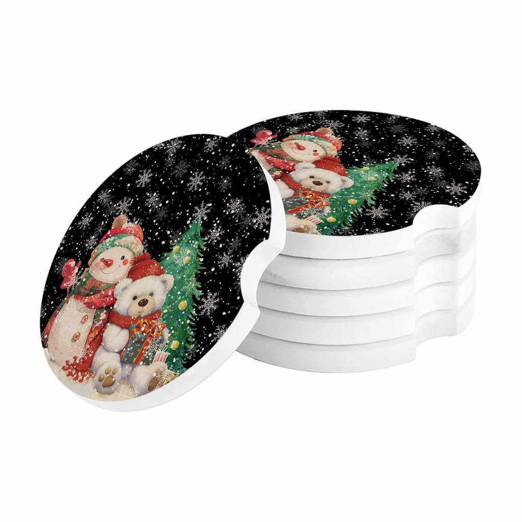 Black Ceramic Car Coasters 2 Piece Set O8668
