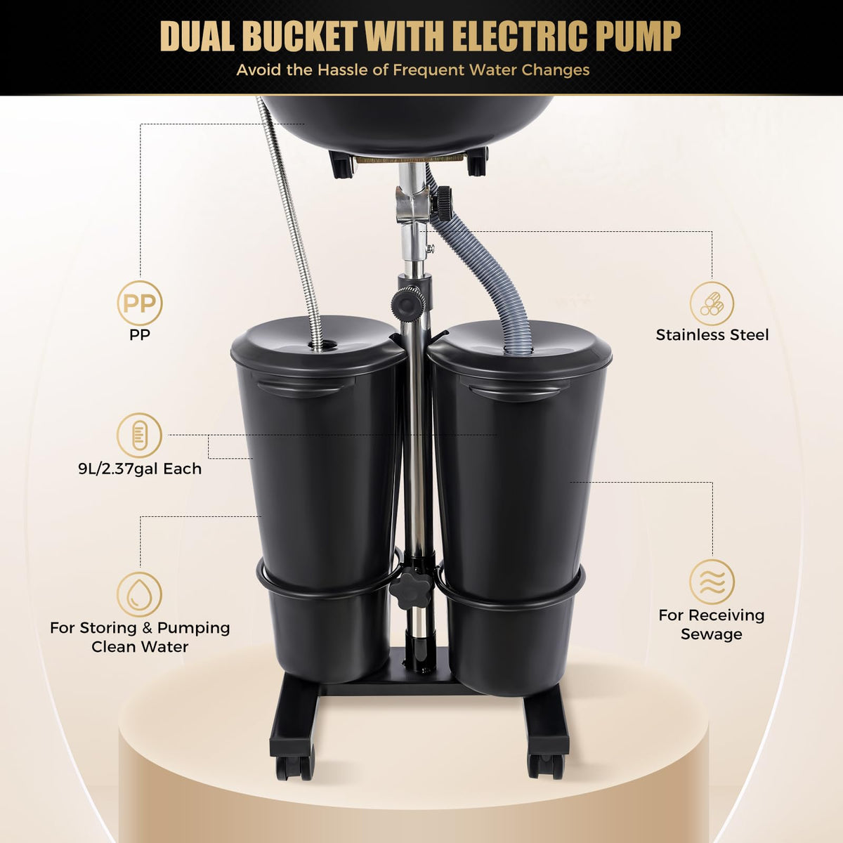 Portable Height & Angle Adjustable Shampoo Bowl W1703