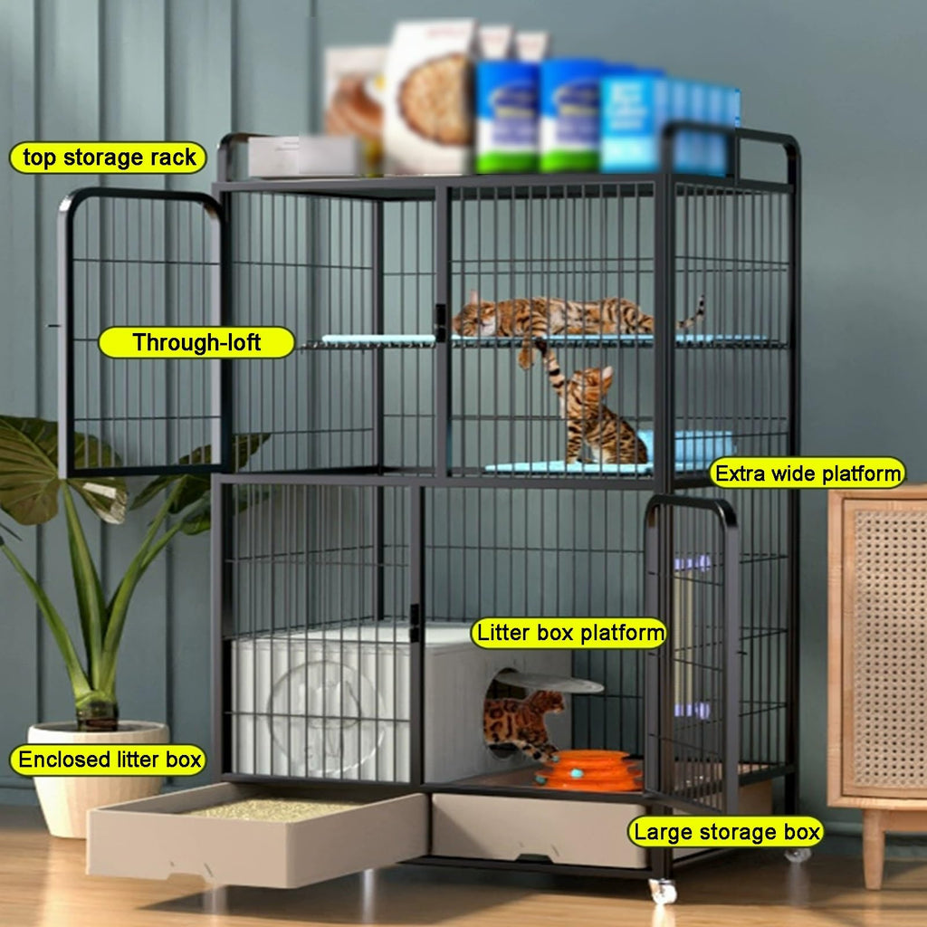 White 4 Tier Cat Cage with Litter Box N926