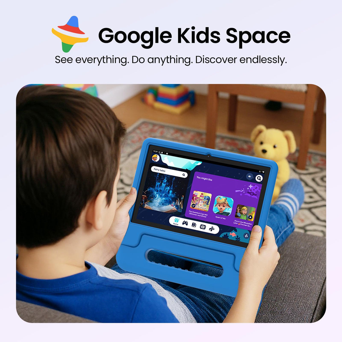 Android 16 Kids Tablet 10 Inch HD Display 8GB RAM 64GB ROM Blue P102