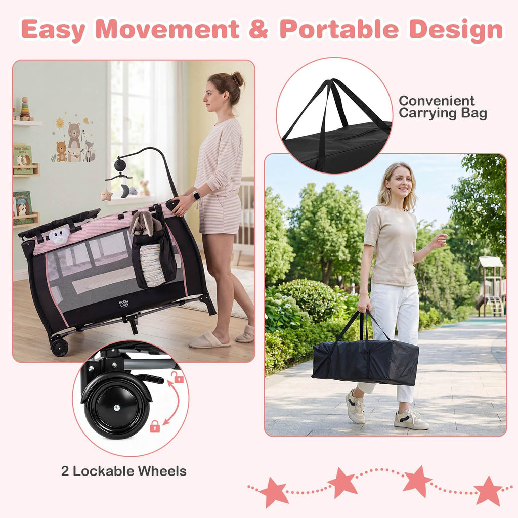 3 in 1 Pack and Play Portable Baby Playard with Bassinet G838524