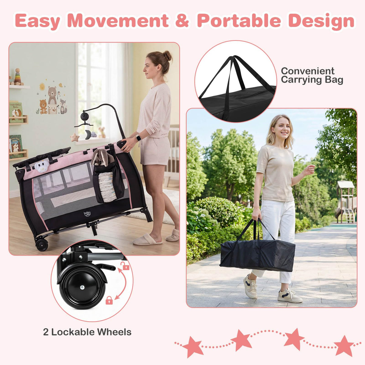 3 in 1 Pack and Play Portable Baby Playard with Bassinet G838524