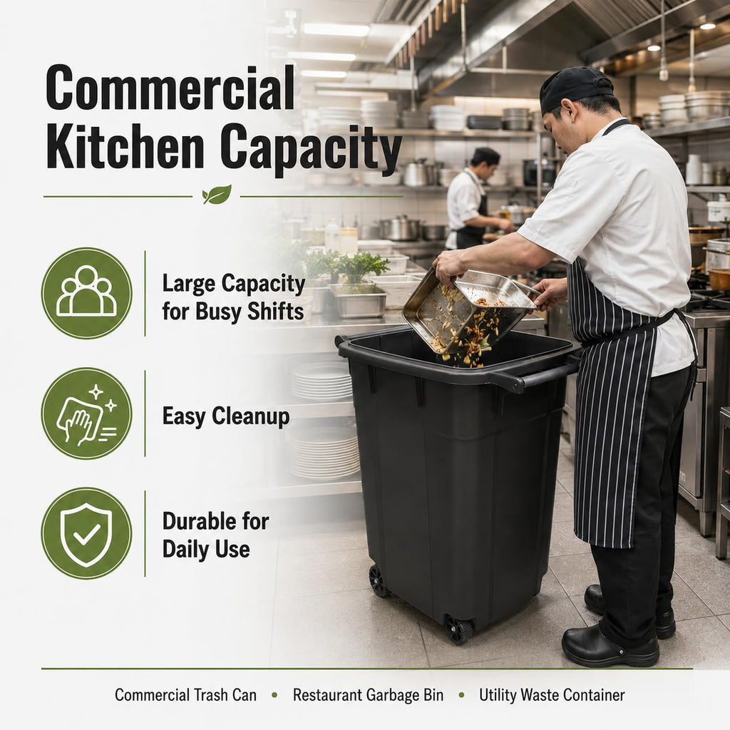 32 Gallon Wheeled Heavy-Duty Outdoor Trash Can S58182
