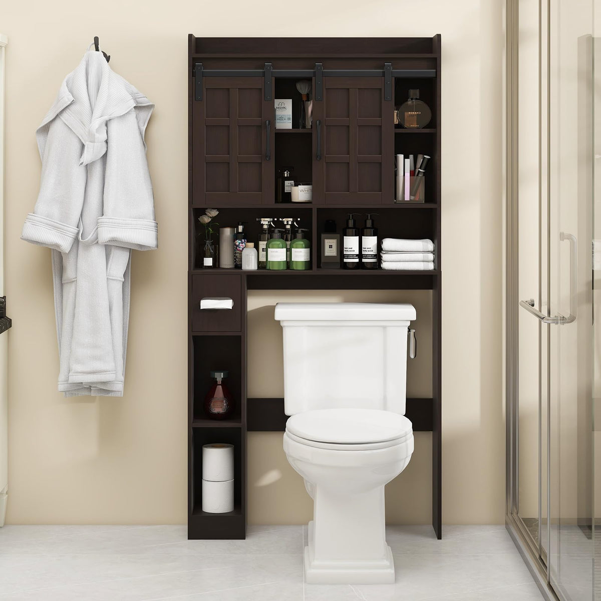 Over The Toilet Storage Cabinet with Sliding Doors O9125