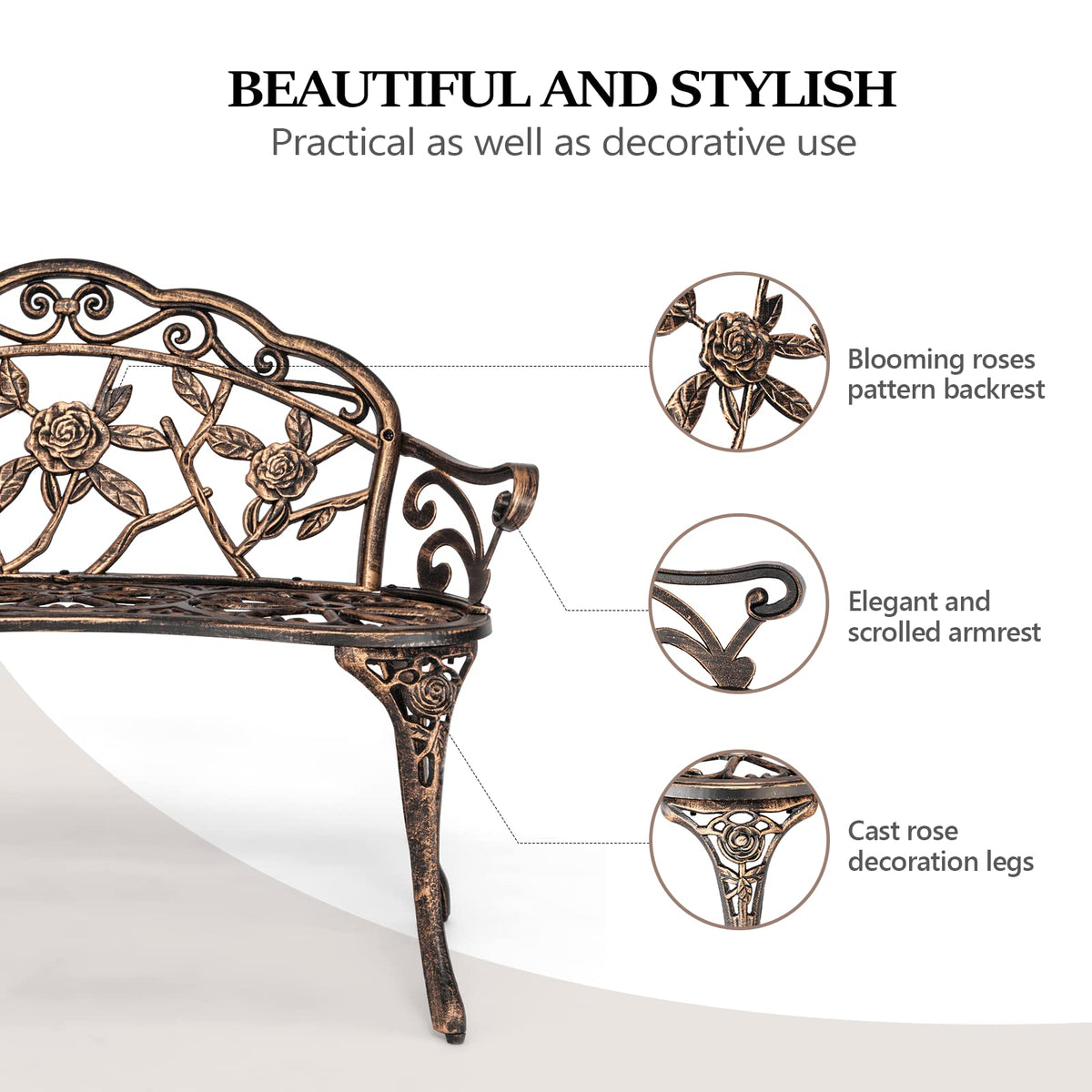 2 Seater Cast Iron Cast Aluminium Garden Bench U83960