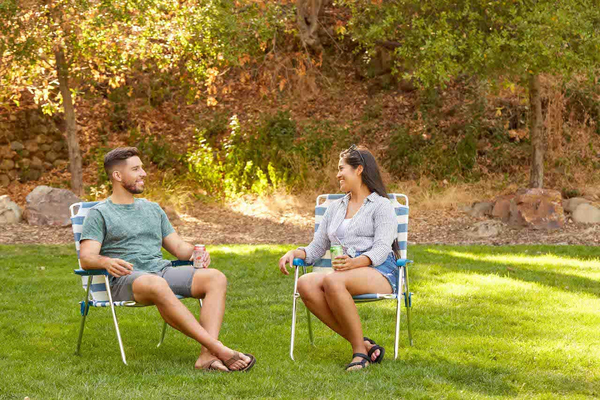 Folding Camp Lawn Chair 2 Pack Blue White F19841