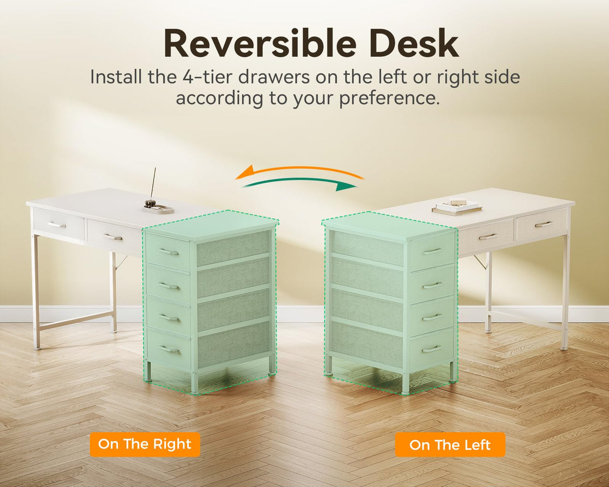 White Computer Desk with 6 Drawers I43665