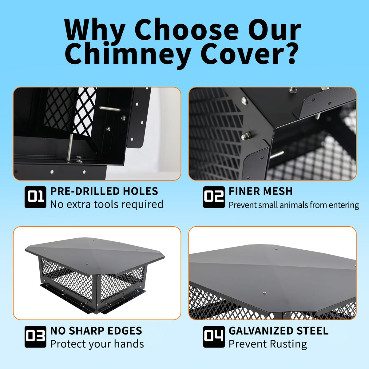 Black Galvanized Steel Chimney Cap T97980