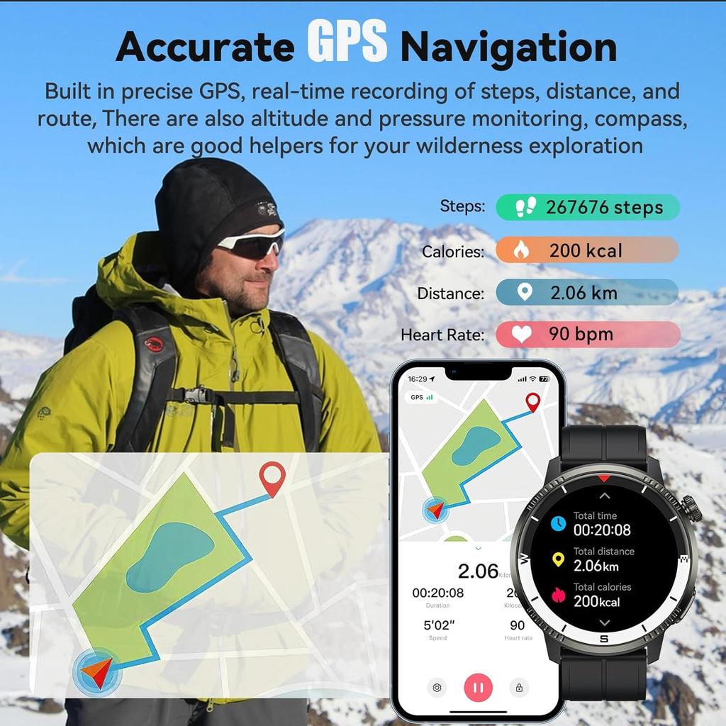 Black GPS Smartwatch with Heart Rate Monitor Y155709