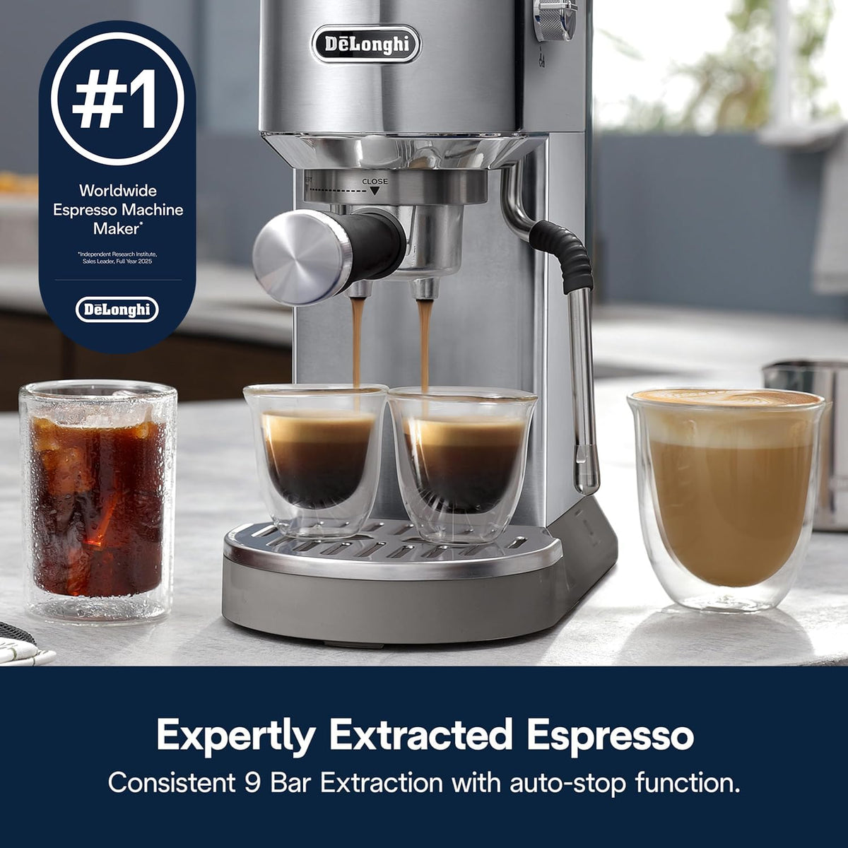 Compact Espresso Machine with Milk Frother L504415