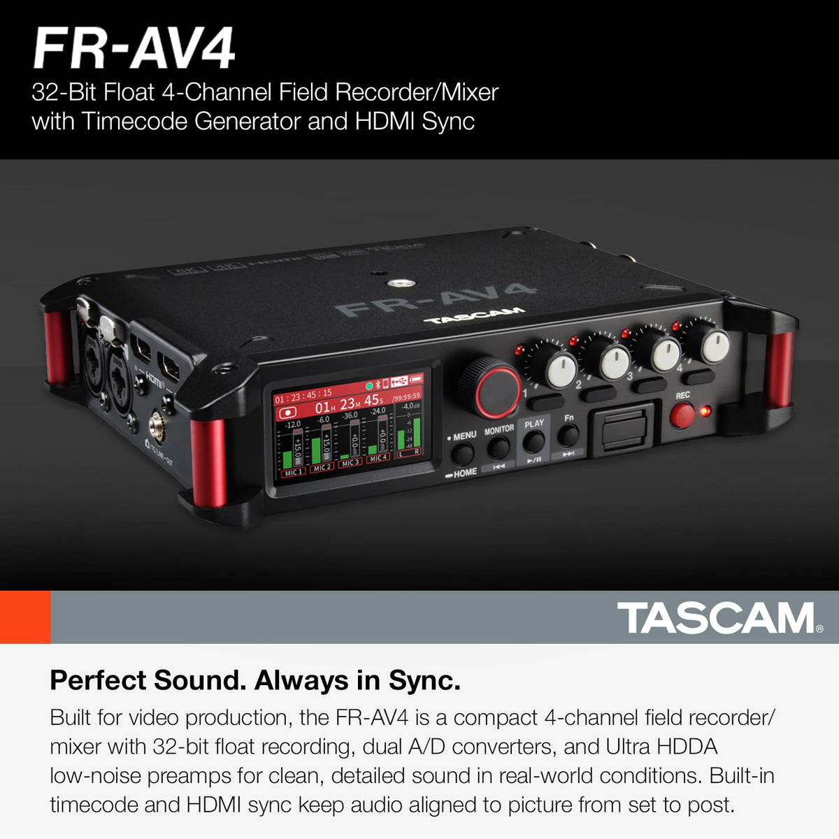 4-Channel 32-Bit Float Field Recorder with Mixer U33034