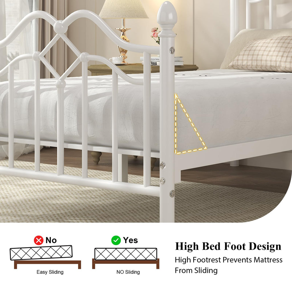 Twin Size Bed Frame with Victorian Headboard & Footboard O202822