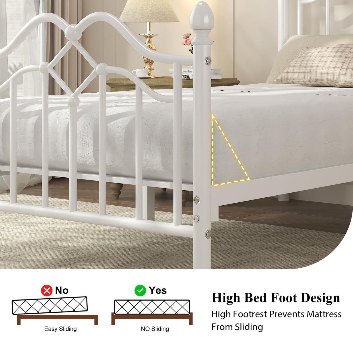 Twin Size Bed Frame with Victorian Headboard & Footboard O202822