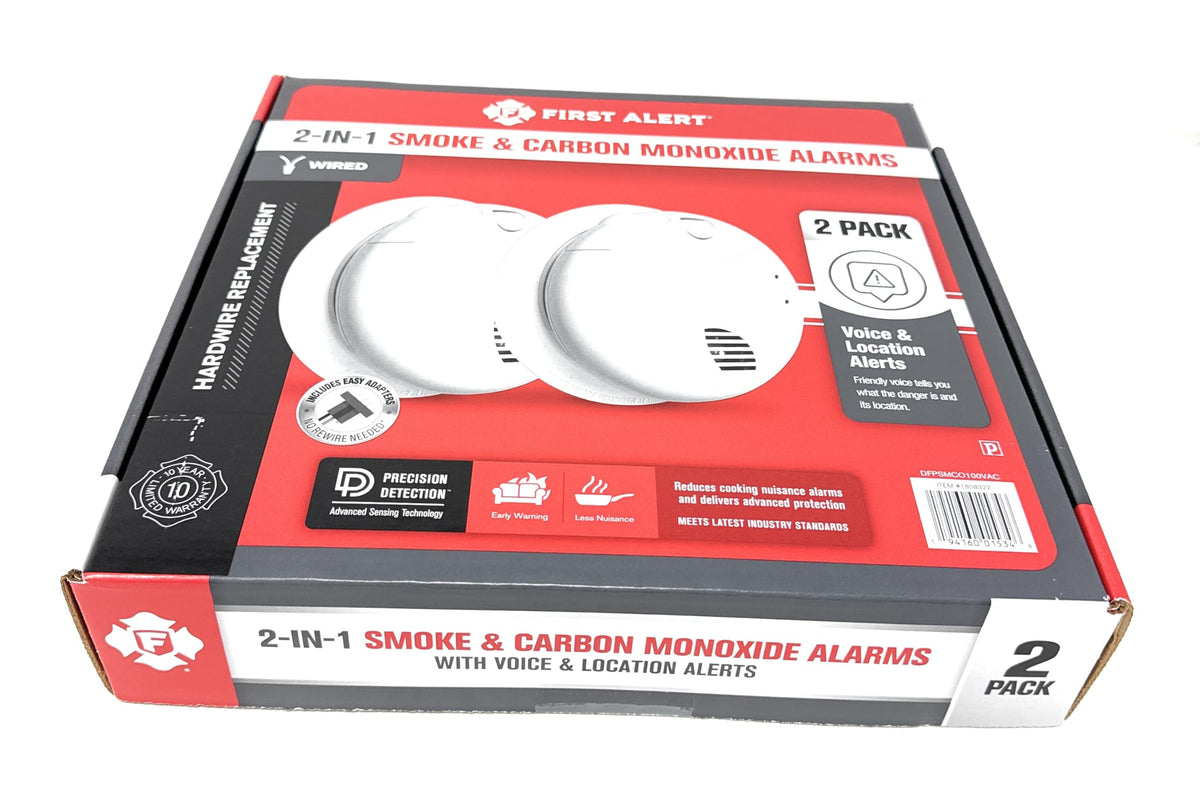 Combination Smoke & Carbon Monoxide Alarm, Hardwire Detector with Battery Backup, 2-Pack F7698
