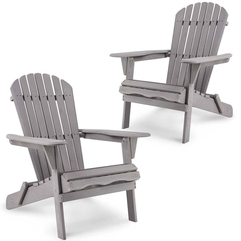 Wooden Folding Adirondack Chairs Set of 2 Solid Cedar D396