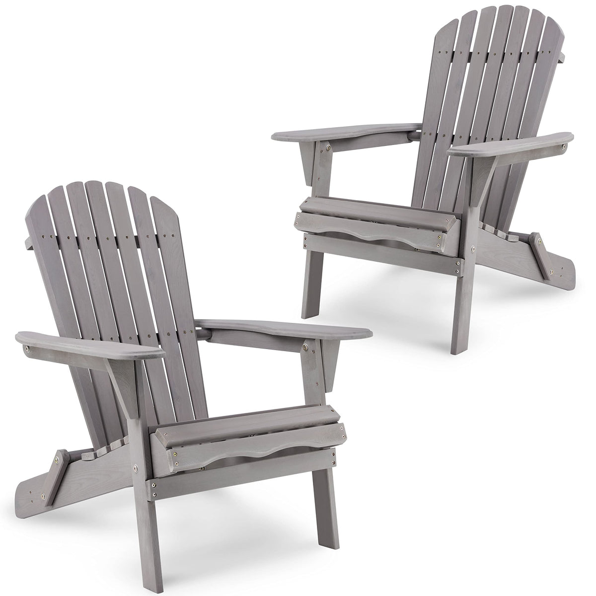 Wooden Folding Adirondack Chairs Set of 2 Solid Cedar D396